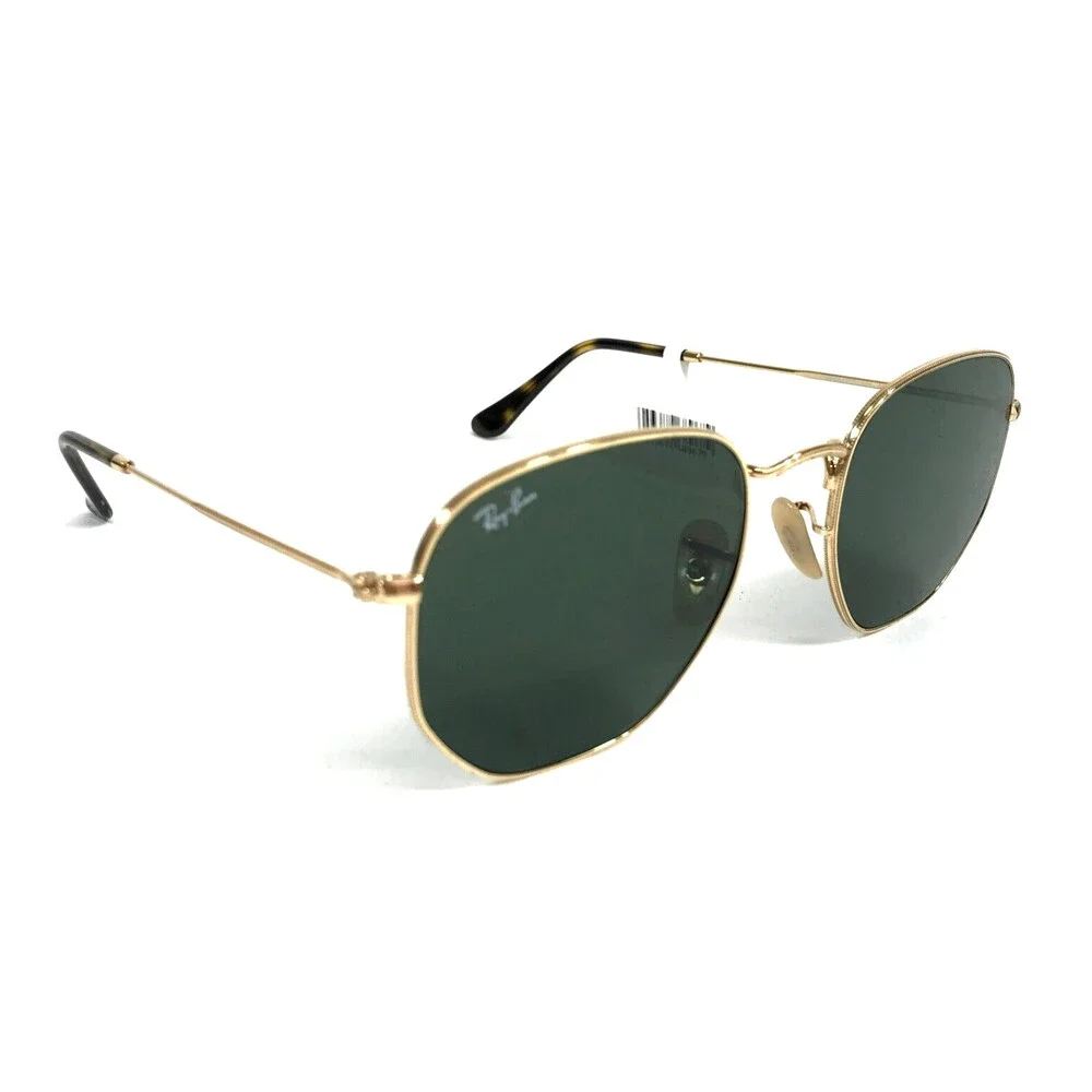 Ray-Ban Sunglasses RB3548-N 001 Polished Gold Hexagonal Frame Green Lenses 54 mm